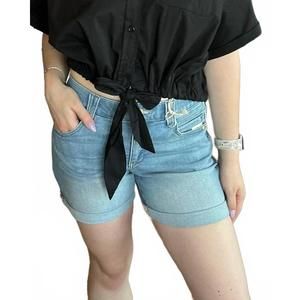 NEW DEMOCRACY mid-rise slimming shorts in blue